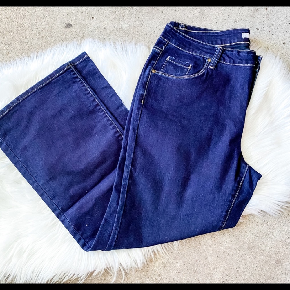 Woman Within Dark Blue Boot Cut Denim Jeans